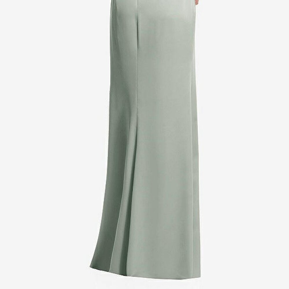 After Six 6878...One-Shoulder Draped Skirt Satin Trumpet Gown...Willow...Sz 10 - Picture 4 of 6